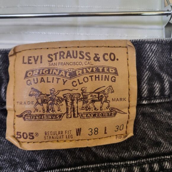 VTG Levi's 505 Jeans Orange Tab Regular Straight Faded Black Men's 38x30 SEE PIC - Picture 8 of 12